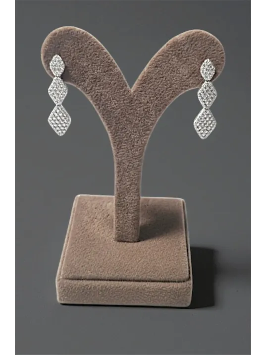 Kadın Gümüş Küpe - Kleopatra Model Zirkon Taşlı Su Yolu Küpe