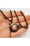 OttoMan Siyah Ay Yıldız Bayrak Çelik Erkek Kolye Zincir