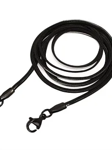 Siyah Yassı Model Snake Yılan Erkek Kolye Zincir