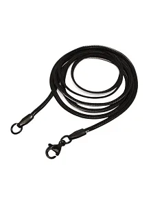 Siyah Yassı Model Snake Yılan Erkek Kolye Zincir