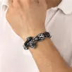 Erkek Çelik Ve Deri Bileklik Aslan Ve Çapa Figürlü Erkek Çelik Ve Deri Bileklik Aslan Ve Çapa Figürlü