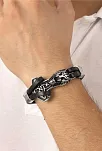 Erkek Çelik Ve Deri Bileklik Aslan Ve Çapa Figürlü