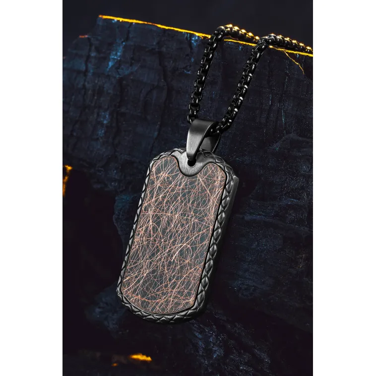 Steel Tag Siyah Polo Zincir Erkek Kolye - Asker Künyesi Desenli, Siyah Çizgili, Paslanmaz Çelik Steel Tag Siyah Polo Zincir Erkek Kolye - Asker Künyesi Desenli, Siyah Çizgili, Paslanmaz Çelik
