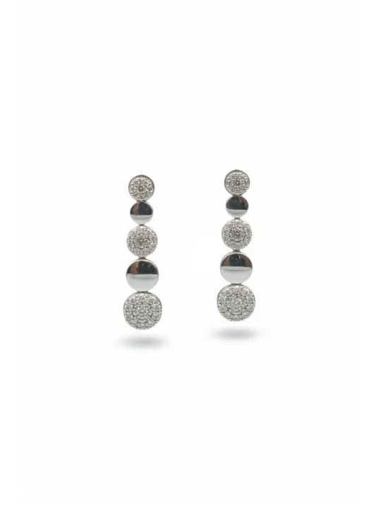 Kadın Gümüş Küpe- 925 Ayar Zirkon Taşlı Hürrem Su Yolu Model Gümüş Kadın Küpe