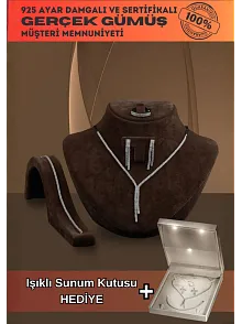 Karis Bayan Zirkon Taşlı Gümüş Su Yolu Set - Kolye, Bileklik, Küpe, Yüzük