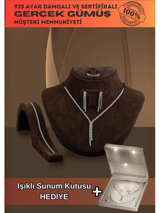 Karis Bayan Zirkon Taşlı Gümüş Su Yolu Set - Kolye, Bileklik, Küpe, Yüzük Karis Bayan Zirkon Taşlı Gümüş Su Yolu Set - Kolye, Bileklik, Küpe, Yüzük