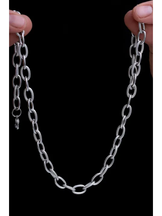 Kadın Çelik Kolye - Desenli Halka Model 316L Çelik Kolye Ömür Boyu Kararmaz Paslanmaz