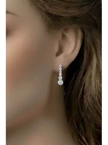 Parla Model Zirkon Taşlı Gümüş Su Yolu Kadın Küpe