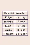 Melodi Bayan Zümrüt Taşlı Gümüş Su Yolu Set - Kolye, Bileklik, Küpe, Yüzük