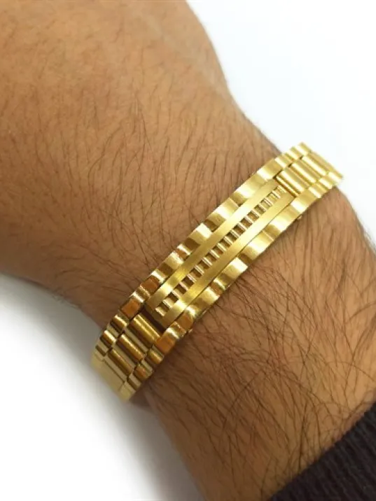 Sarı - Sarı Lüks Bukle Model Erkek Çelik Bileklik CBLLUKSTIRK-ALT Sarı - Sarı Lüks Bukle Model Erkek Çelik Bileklik CBLLUKSTIRK-ALT