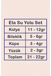 Ela Bayan Yakut Taşlı Gümüş Su Yolu Set - Kolye, Bileklik, Küpe, Yüzük