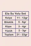 Ela Bayan Yakut Taşlı Gümüş Su Yolu Set - Kolye, Bileklik, Küpe, Yüzük