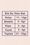 Ela Bayan Yakut Taşlı Gümüş Su Yolu Set - Kolye, Bileklik, Küpe, Yüzük