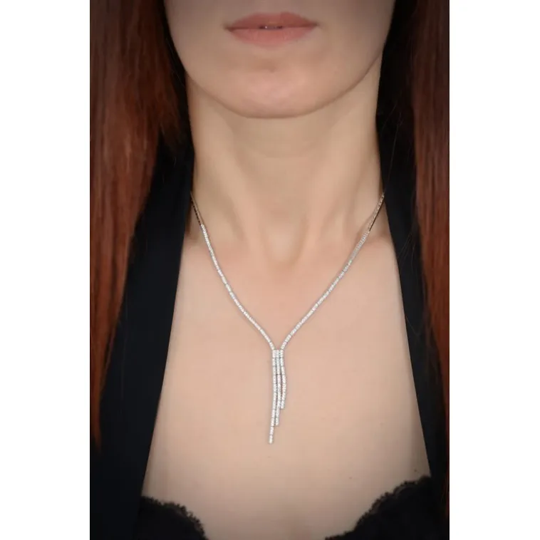 Lida Bayan Zirkon Taşlı Gümüş Su Yolu Set - Kolye, Bileklik, Küpe, Yüzük