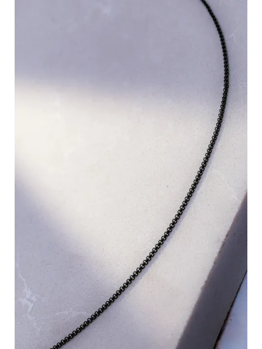 Kadın Çelik Kolye - İnce Kibar Siyah Polo Model Kadın Kolye