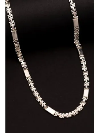 Erkek Gümüş Kolye- Parçalı Parlak Euro Kral Gümüş Kolye