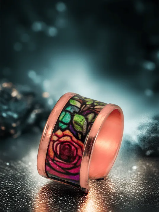 Kadın Bakır Bileklik Yüzük Set - Roselaw Model Özel Baskı Metal Kutu Ve Kuvars Taşı Kadın Bakır Bileklik Yüzük Set - Roselaw Model Özel Baskı Metal Kutu Ve Kuvars Taşı