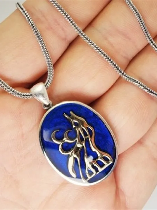 Üç Hilal Bozkurt Ülkücü Erkek Gümüş Kolye Zincir Orta Boy