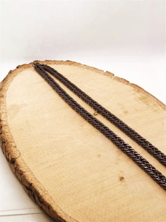 Gurmet Siyah Çelik Erkek Kolye Kalın Model