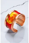 Kadın Bakır Bileklik Yüzük Set - Sun Love Model Özel Baskı Set Metal Kutu Ve Doğal Taşlar