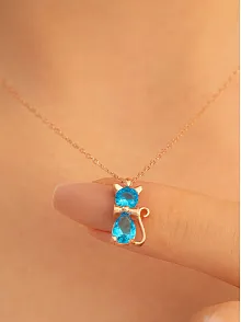 Kadın Gümüş Kolye - Papyonlu Kedi Motifli Gümüş Kolye
