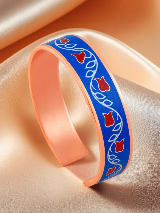 Kadın Bakır Bileklik - Veronica Model Özel Baskı Metal Kutu Ve Doğal Taşlar