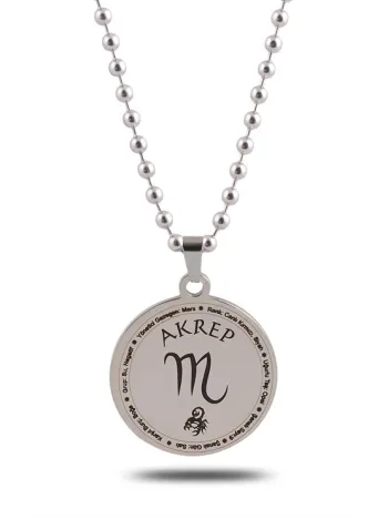 Akrep Burcu Kolye Kadın Erkek Çelik Kolye Top Zincir CKLAKREPBRC-GMS