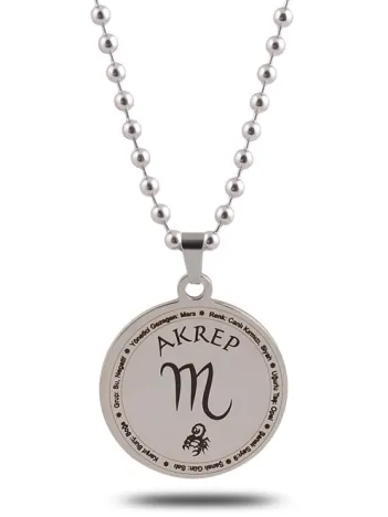 Akrep Burcu Kolye Kadın Erkek Çelik Kolye Top Zincir CKLAKREPBRC-GMS