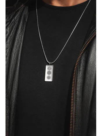 Kadın Erkek Zincir Kolye - Hz Süleyman Mührü, Yaşam Çiçeği, Sri Yantra İşlemesi, Paslanmaz Çelik