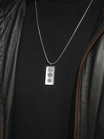 Kadın Erkek Zincir Kolye - Hz Süleyman Mührü, Yaşam Çiçeği, Sri Yantra İşlemesi, Paslanmaz Çelik