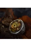 Kubbe Figürlü İçi Oyma Model Zultanit Taşlı Erzurum Kalem İşlemeli Gümüş Erkek Yüzük GYZCAMIIFGR-GMS