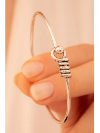 Kadın Gümüş Bileklik - El Yapımı Oksitli Model Gümüş Zahit Kadın Bileklik Kelepçe