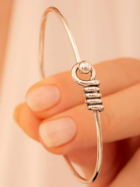 Kadın Gümüş Bileklik - El Yapımı Oksitli Model Gümüş Zahit Kadın Bileklik Kelepçe