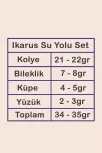 İkarus Bayan Zümrüt Taşlı Gümüş Su Yolu Set - Kolye, Bileklik, Küpe, Yüzük