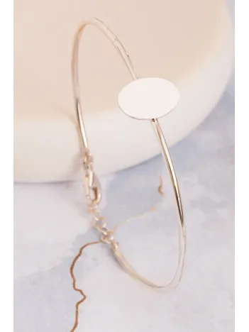 Kadın Gümüş Bileklik - El Yapımı Gümüş Elips Motifli Kadın Bileklik Kelepçe