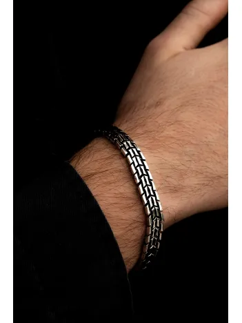 Erkek Gümüş Bileklik -Şerit Model Gümüş Bileklik Künye