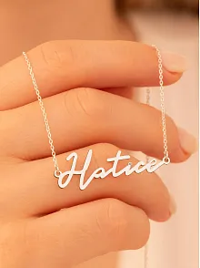 Kadın Gümüş Kolye - Hatice Yazılı 925 Ayar Gümüş Kadın Kolye
