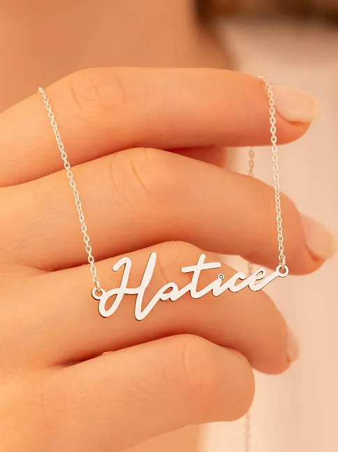 Kadın Gümüş Kolye - Hatice Yazılı 925 Ayar Gümüş Kadın Kolye