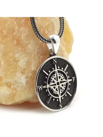 Pusula Erkek Gümüş Kolye Zincir