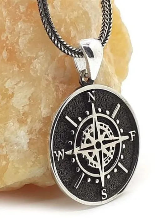 Pusula Erkek Gümüş Kolye Zincir Pusula Erkek Gümüş Kolye Zincir