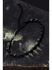 Erkek Kadın Doğal Taş Bileklik - Hematit Doğal Taşlı Makrome Model Unisex Bileklik