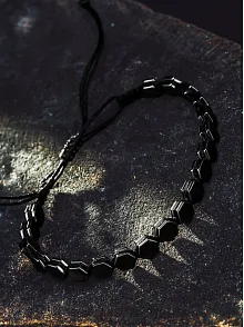 Erkek Kadın Doğal Taş Bileklik - Hematit Doğal Taşlı Makrome Model Unisex Bileklik