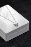 Kadın Gümüş Kolye - Swarovski Taşlı Zirconia Çok Taşlı Kelebek Motifli Kadın Kolye