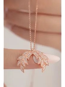 Zirkon Taşlı Rose Kanat Model Kadın Gümüş Kolye GKLKNTM1DEL-ROS