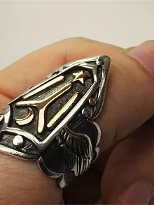 Ertuğrul Iyı Motifli Gümüş Erkek Zihgir Yüzük