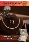 Kadın Gümüş Takı Seti - Serap Yuvarlak Model Zirkon Taşlı Kolye, Bileklik, Yüzük, Küpe Tam Set