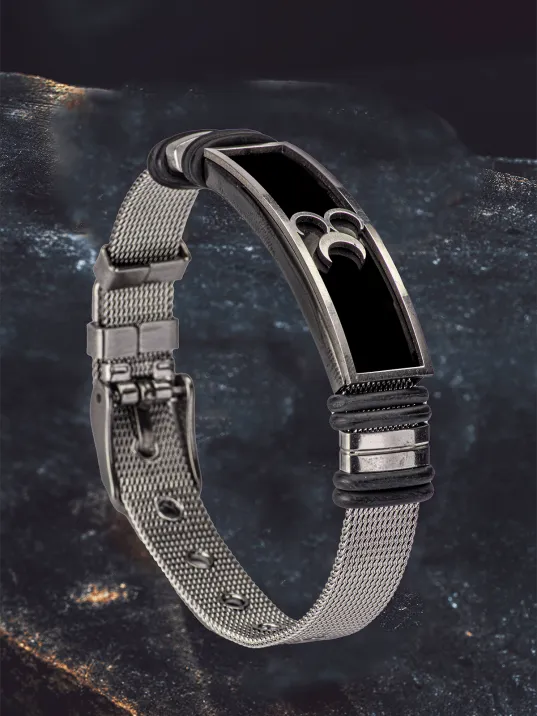 Erkek Çelik Bileklik - Üç Hilal Model Çelik Erkek Bileklik