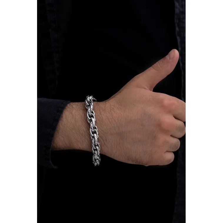 Erkek Çelik Bileklik - Sarmal Model Çelik Bileklik Erkek Çelik Bileklik - Sarmal Model Çelik Bileklik