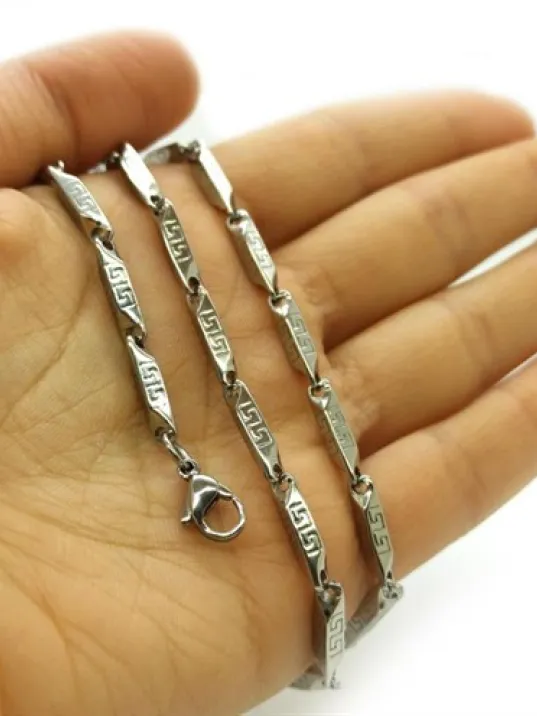 Grek Desen İnce Kibar Model Erkek Çelik Kolye Zincir CKLGMSIGREK Grek Desen İnce Kibar Model Erkek Çelik Kolye Zincir CKLGMSIGREK