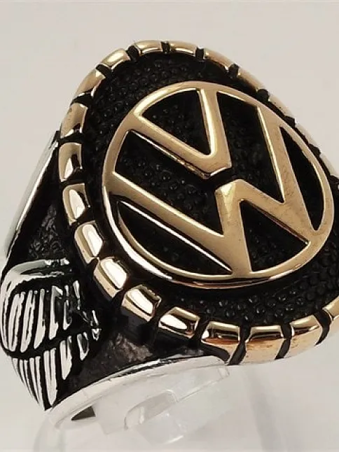 Volkswagen Amblemli Logolu Erkek Gümüş Yüzük